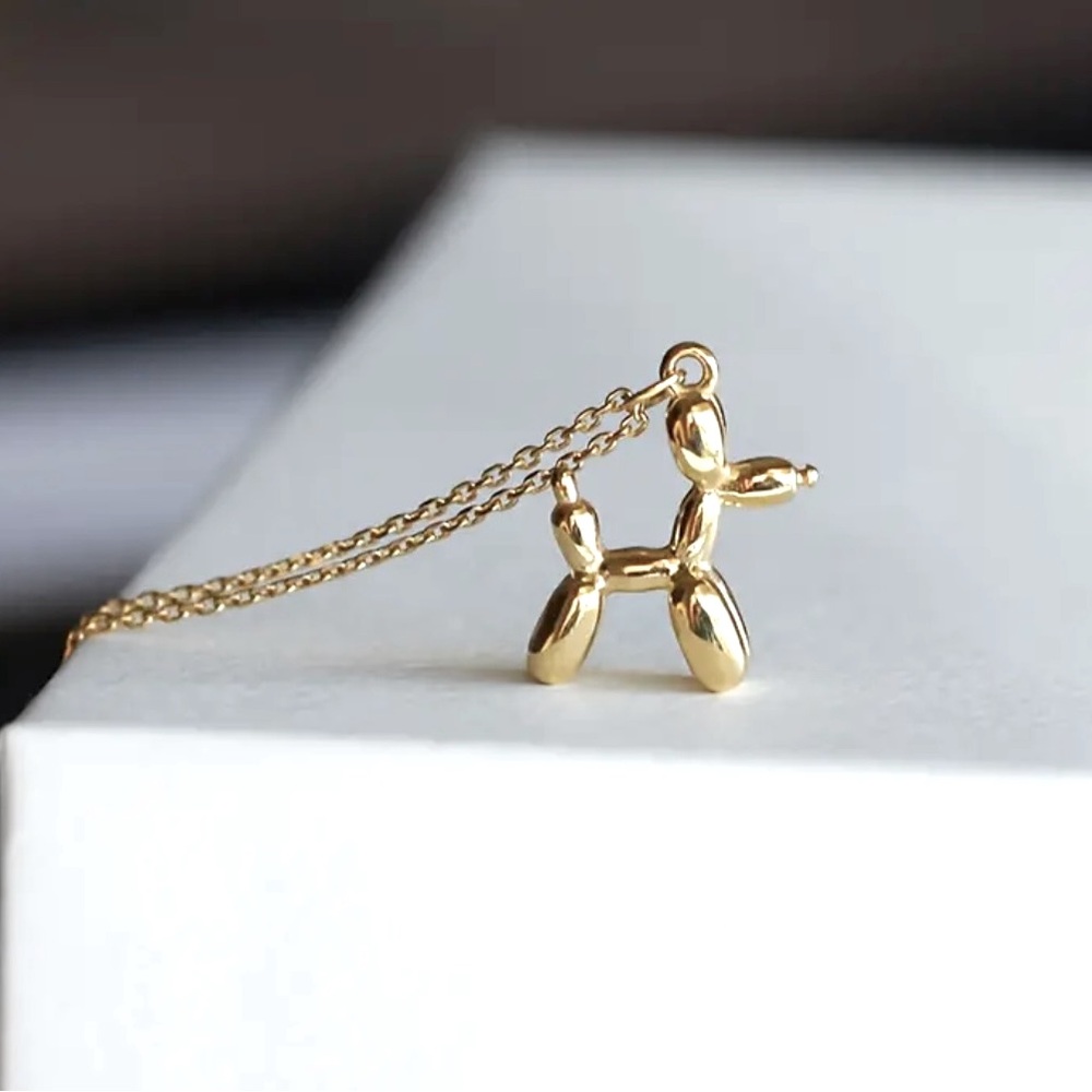 Gold plated ballon dog necklace